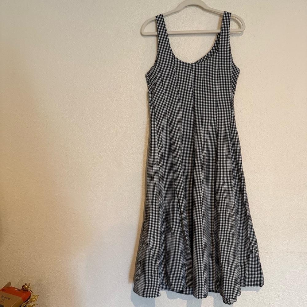 Women's Corset Midi A-Line Dress - A New Day™ Black Gingham 2: Cotton Rayon Blen - Picture 9 of 12